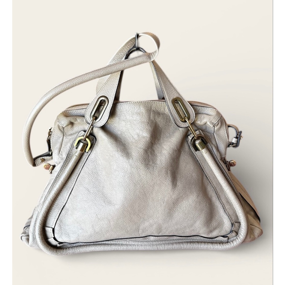 Chloé Handbags - Chloé Beige Leather Paraty Large Satchel w/ Strap